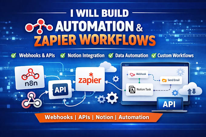 build n8n automation zapier workflows webhook API notion integration expert