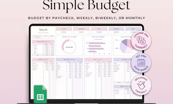 design editable excel or google sheets budget or invoice templates
