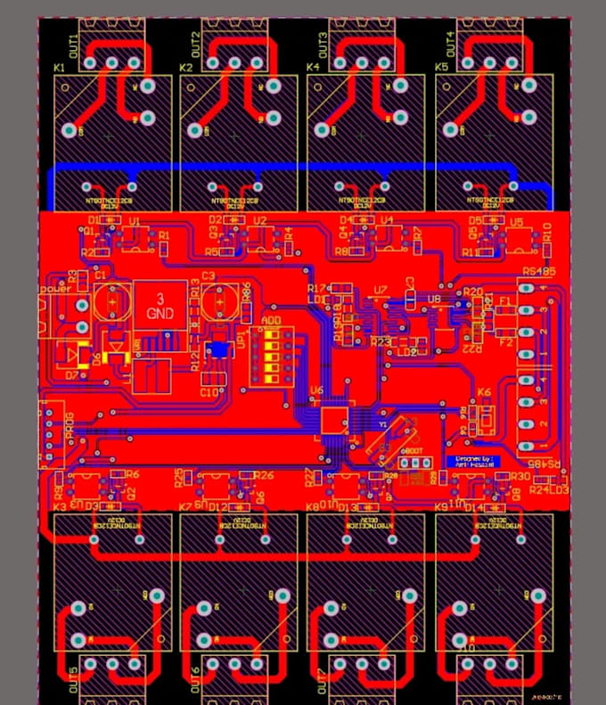 design rs485 modbus stm32 based industrial automation and relay controller pcb