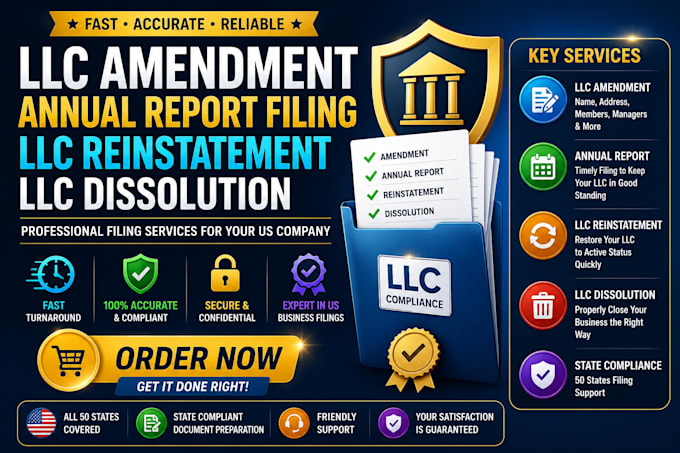 file llc amendment, annual report, reinstatement and dissolution