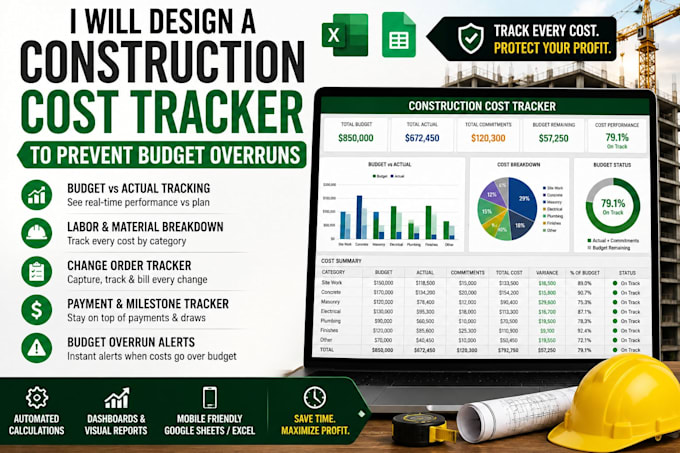 create a professional construction cost tracker to eliminate budget overruns