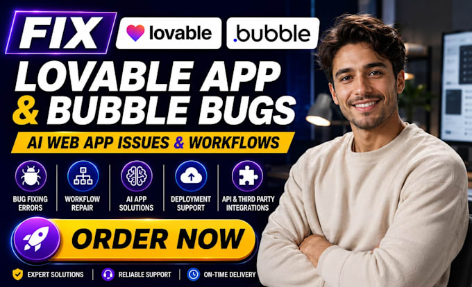 fix lovable app, bubble io bugs, ai web app issues and workflows aws bedrock