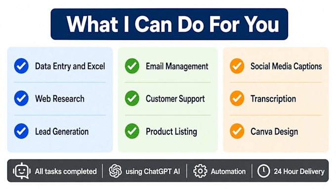 be your virtual assistant with chatgpt for data entry and research