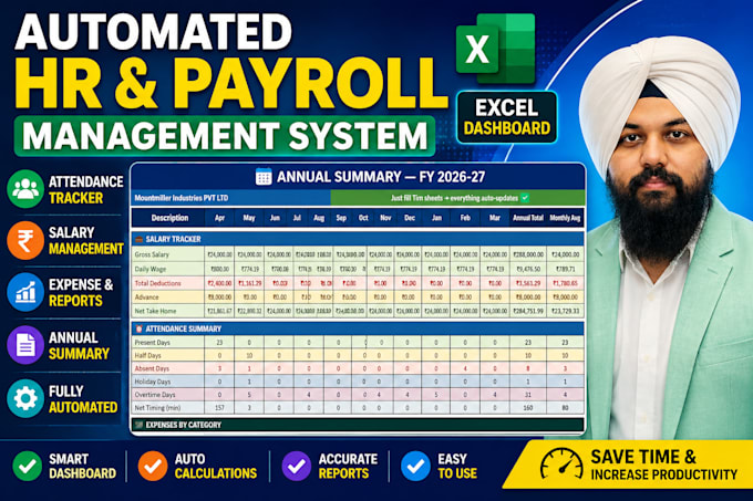 create automated HR payroll attendance dashboard in excel