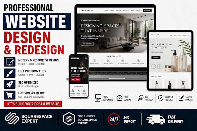 design a professional squarespace website or redesign squarespace website