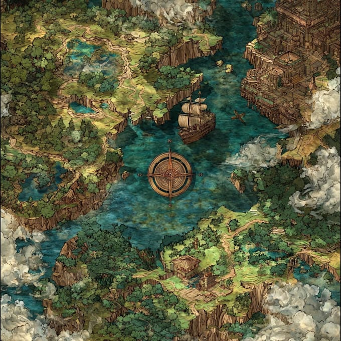 do fantasy, retro and vintage maps for board