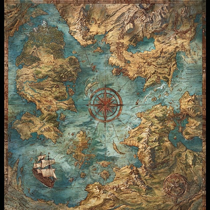 design an original treasure map and fantasy pirate map