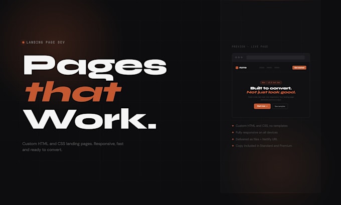 design and code a custom html landing page that converts