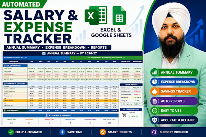 create smart salary and expense tracker dashboard in excel