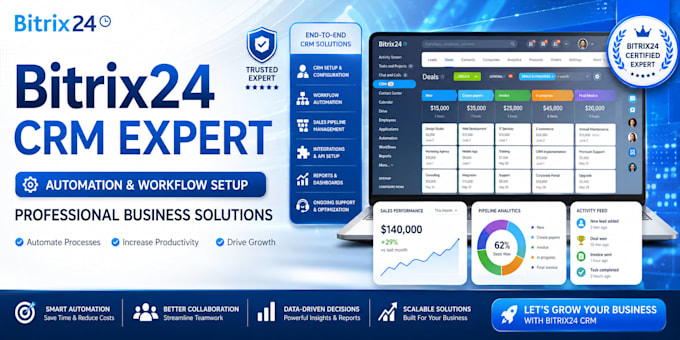 do bitrix24 CRM setup, bitrix24 automation, bitrix24 workflow and customization