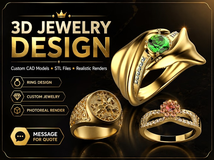 design 3d jewelry cad model stl file and realistic rendering