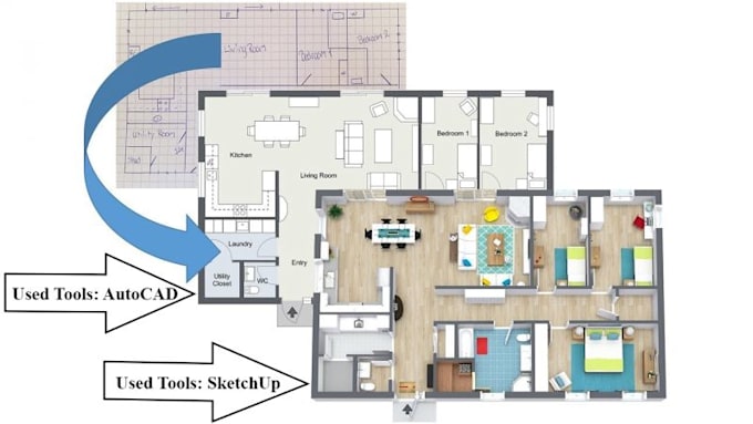 draw professional 2d floor plans in autocad
