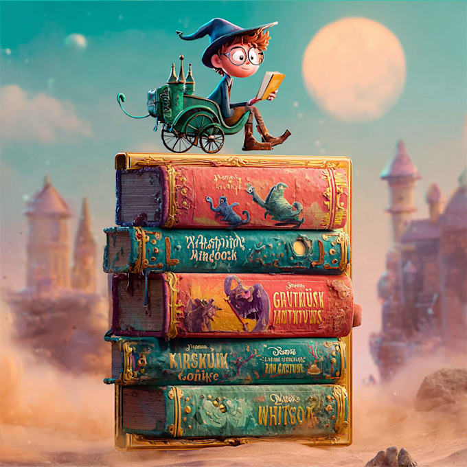 create a colorful cartoon book cover design