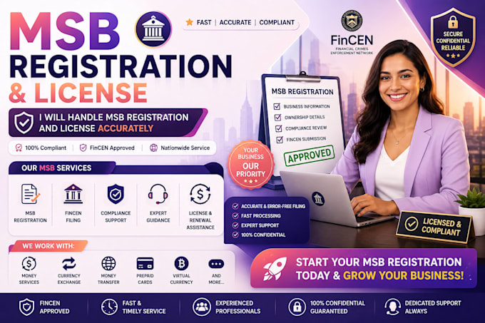 register msb, mtl, fintrac, fca, or emi license with full compliance