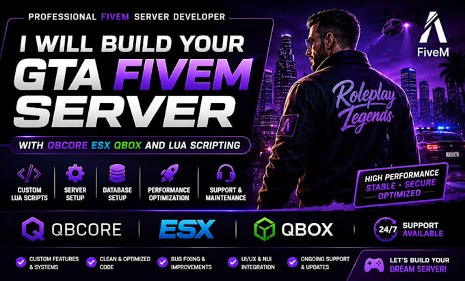 build your gta fivem server with qbcore esx qbox and lua scripting
