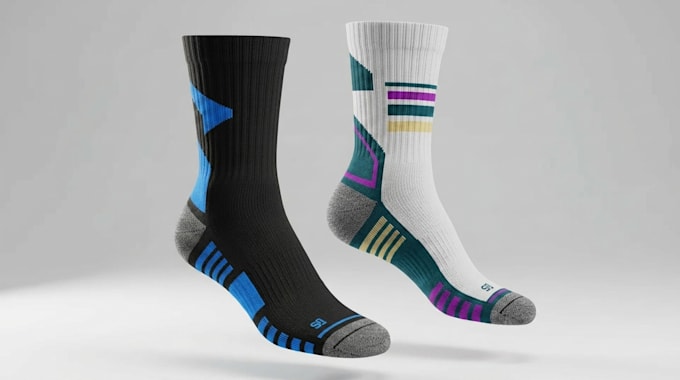 do realistic 3d socks model, 3d footwear, 3d socks mockup design, 3d socks