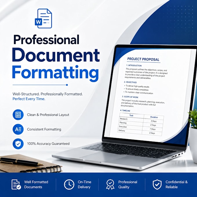 do ms word typing and document formatting professionally