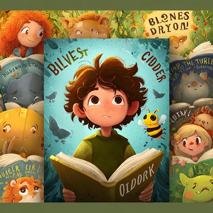 create a professional childrens book cover illustration
