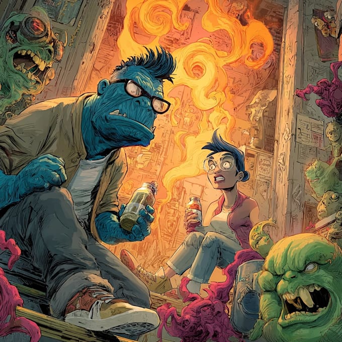 create dynamic comic book art and professional story