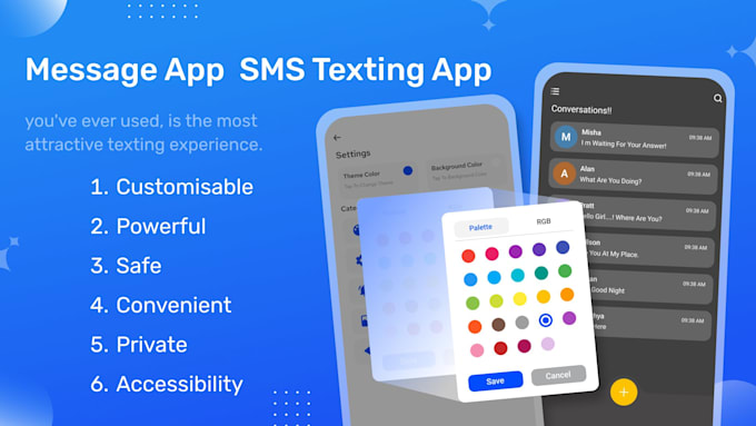 develop ai sms messaging app, secret chat app, text message app, sms alert app