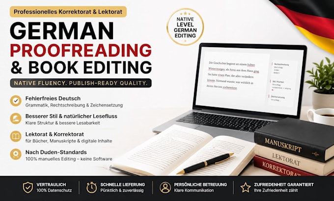 proofread and edit your german book to native fluency