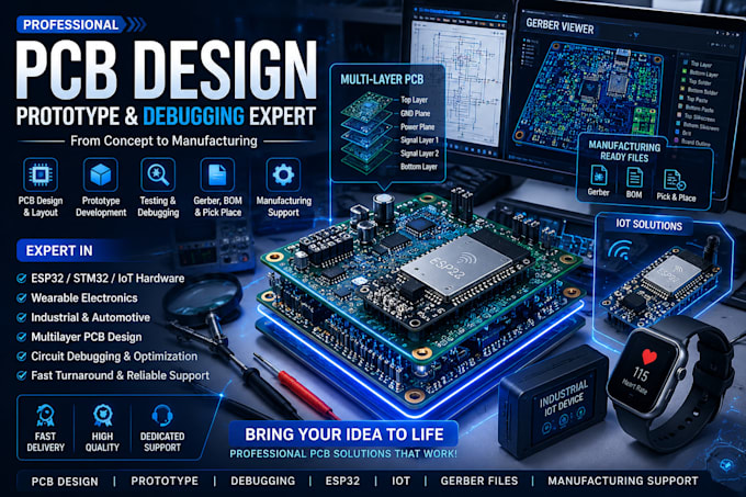 design automotive pcb, esp32 iot hardware, motor controller, embedded pcb layout