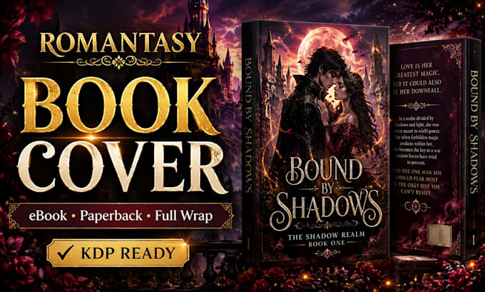 design a stunning romantasy or fantasy book cover for KDP