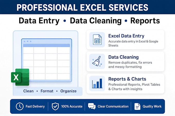do excel data cleaning, formatting and reports