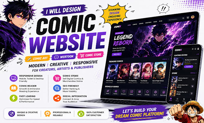 design comic website comic art webtoon comic store website design
