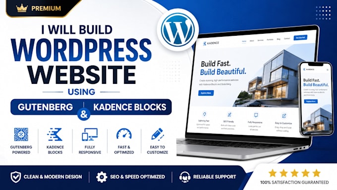 build wordpress website using gutenberg, kadence pro and kadence blocks