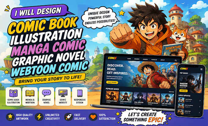 design comic book illustration manga comic graphic novel webstoon comic website
