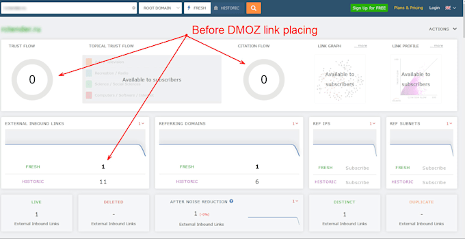 boost trust flow authentic dmoz database referrer log SEO