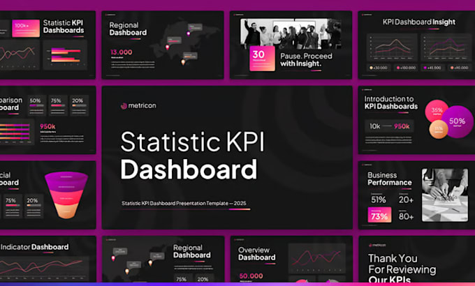 design modern webinar pitch deck coaching slide KPI dashboard presentation canva