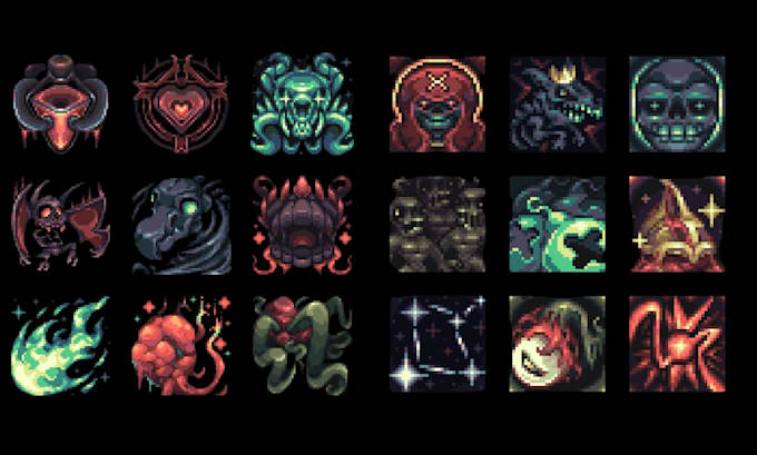 create pixel art icon, game assests, props objects and items