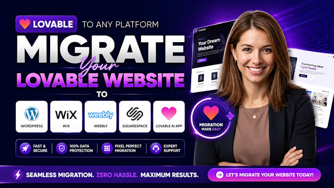 migrate lovable website to wordpress,wix, weebly, square space,lovable ai app