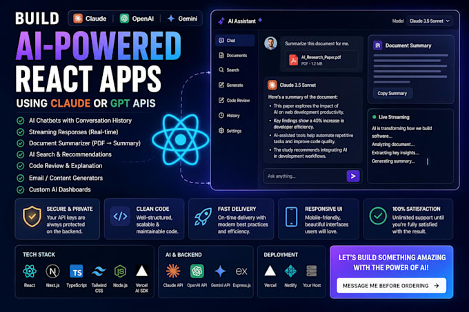 build ai powered react apps using claude or gpt apis