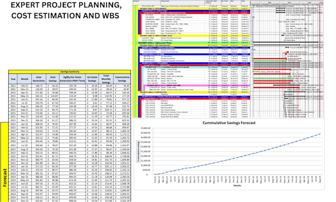 create project plans, gantt charts, and cost estimation