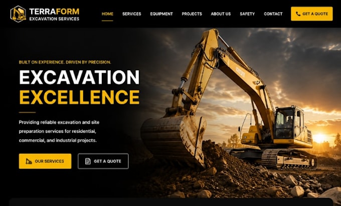 design wix excavation website surveyor website construction contrator website