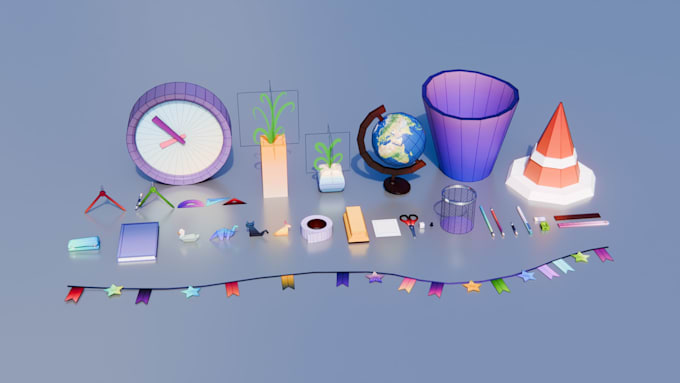 create low poly game ready 3d models for unity or unreal