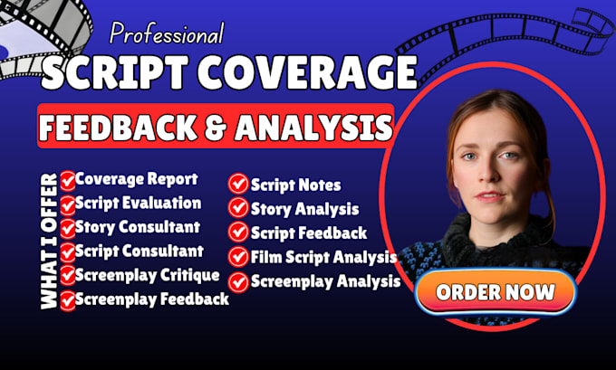 provide industry standard script coverage feedback for screenplay, script doctor