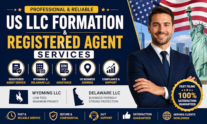 provide wyoming llc delaware llc with ein and registered agent service