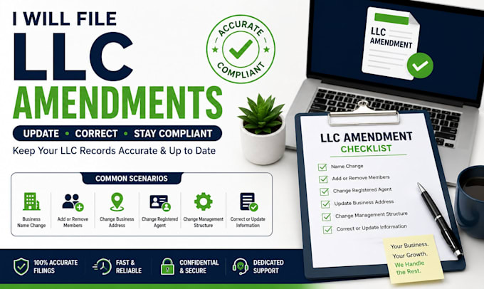 assist with llc amendment and business information updates