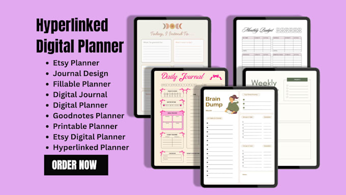 etsy digital planner, hyperlinked planner, digital product, editable workbook