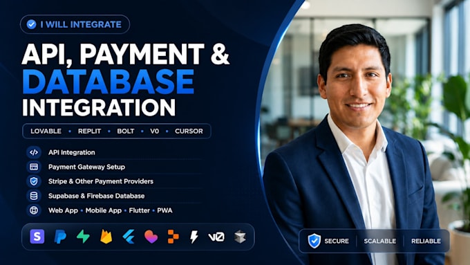 integrate api, payment and database to lovable replit bolt supabase v0 cursor ai