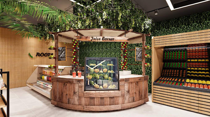 optimize supermarket interior conccept,modern grocery store,retail shop render
