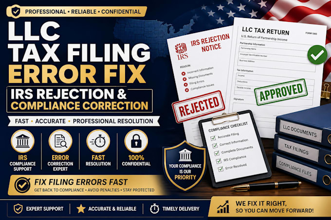 correct llc tax filing errors, irs rejection and compliance issues