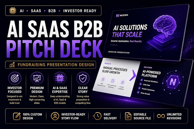 create ai saas b2b pitch deck fundraising presentation design