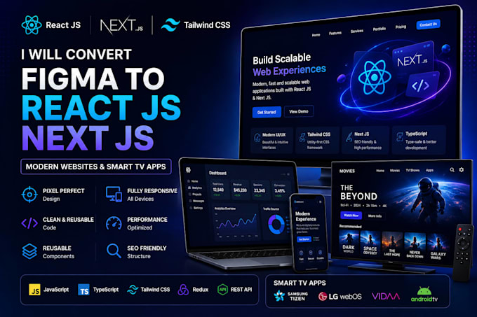 build scalable smart TV apps for samsung lg roku and android TV using react js