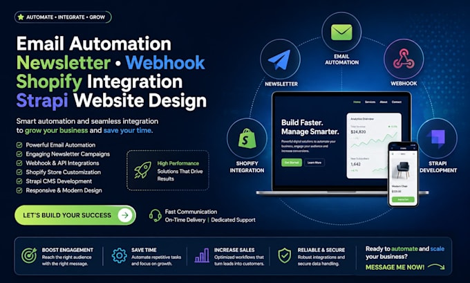 do email automation newsletter webhook shopify integration strapi website design