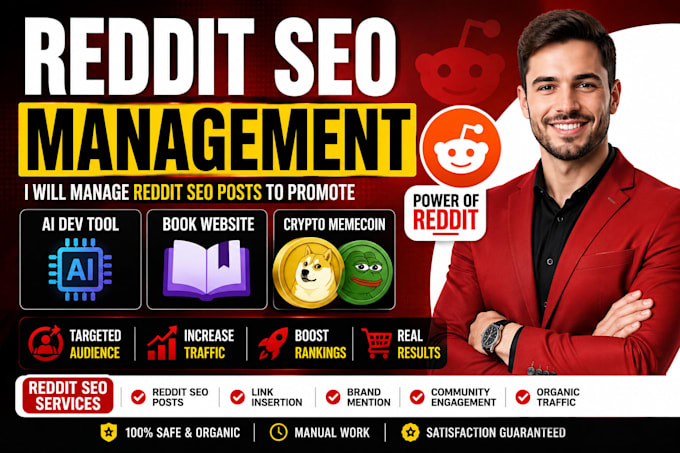 manage reddit SEO posts to promote ai dev tool, book website, or crypto memecoin